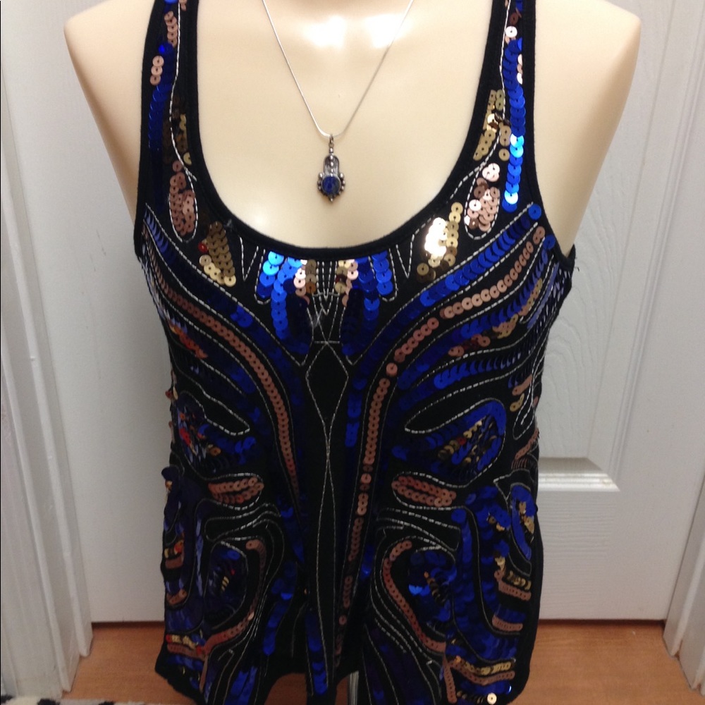 Almost Famous Sequined Racerback Tank